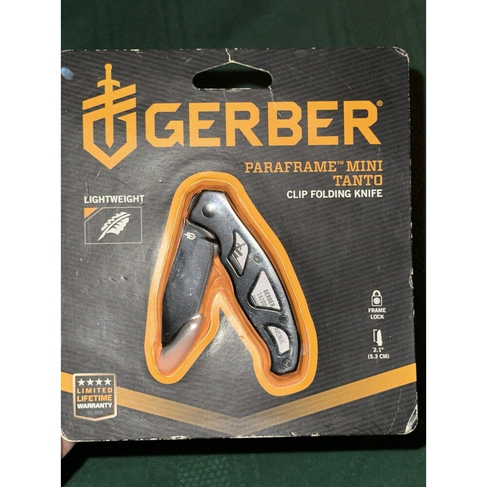 Gerber Paraframe Mini Tanto Clip Folding Knife Black Blade Stainless 31-001729